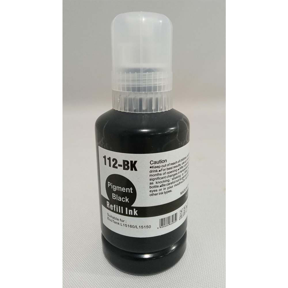 Baskistan Epson 112 Siyah Pigment Mürekkep 500 ml + 127 ml (Muadil)
