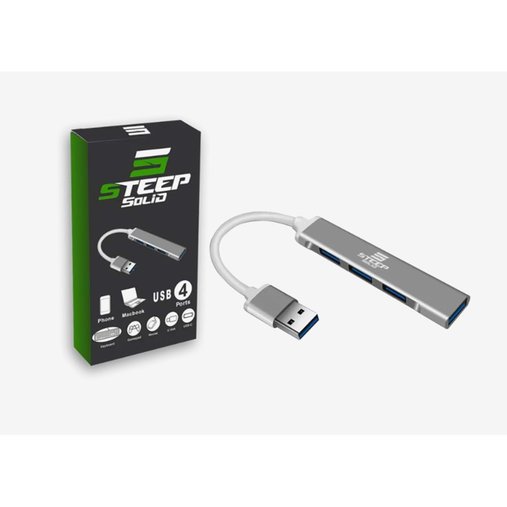 Steep Solid Ultra Slim 4 Port USB 3.0 Hub Çoklayıcı - Çoğaltıcı (Metal)