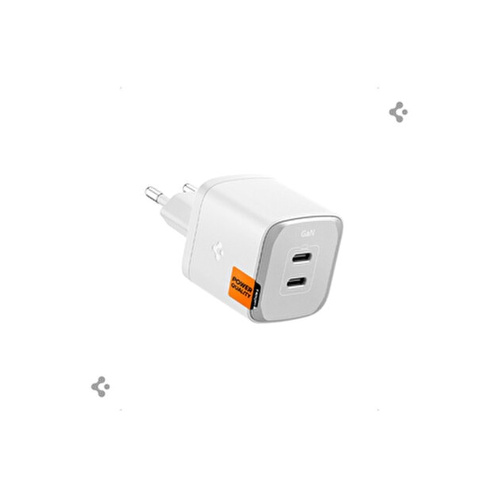 Spigen 65W USB-C 2 Port Mini Hızlı Şarj Aleti Samsung PPS 2.0 / Isı Düşürücü GaN III Akım Korumalı ACH05164