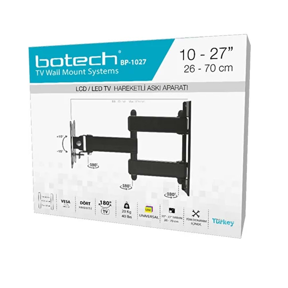 Botech BP-1027 10-27 Inç 26 -70 cm Çift Kollu Hareketli Askı Aparatı
