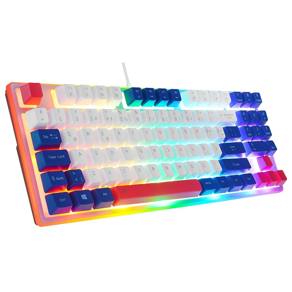 Acer eMachines EAK216 Beyaz/Mavi/Kırmızı USB Rainbow Aydınlatmalı Q Standart TKL Klavye