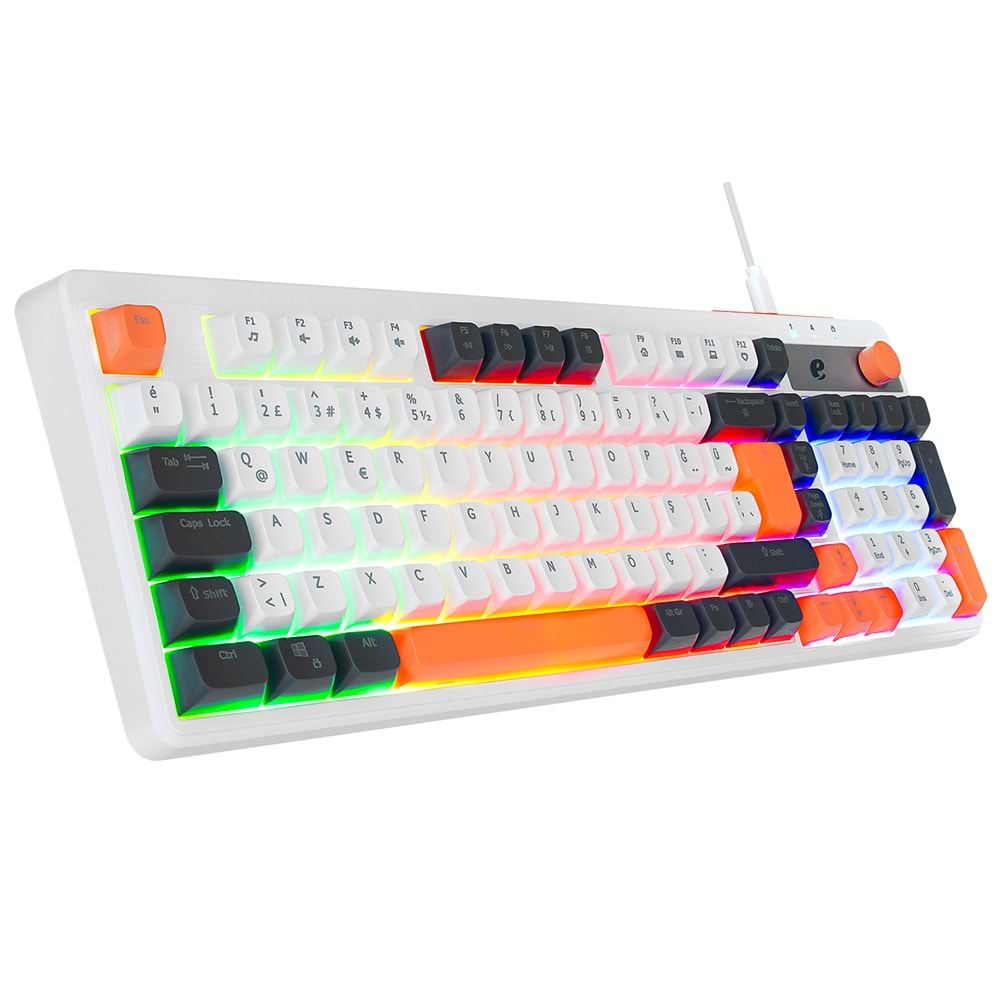Acer eMachines EAK860 Beyaz USB Rainbow Aydınlatmalı Q Standart Kompakt Klavye Acer eMachines