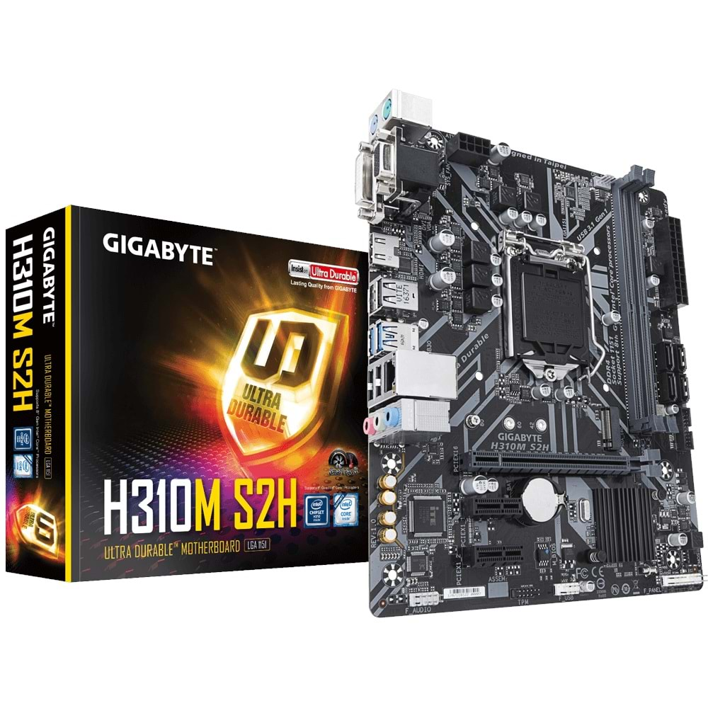 GIGABYTE H310M-S2H DDR4 USB3.1 m.2 NVMe 1151P8-9 NESİL ANAKART