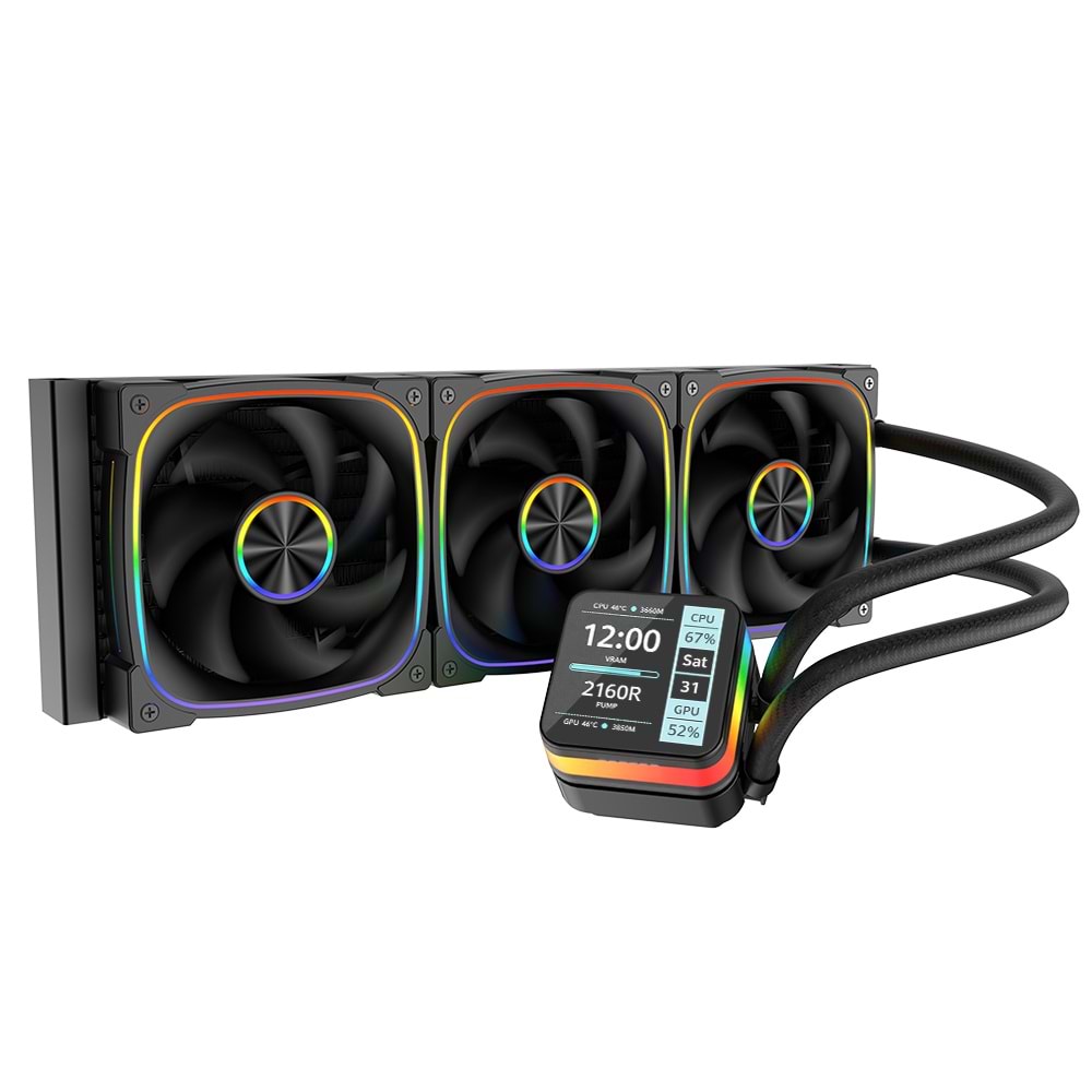 Dragos Rock 360 Black Intel&AMD 360MM Led Ekranlı ARGB Sıvı Soğutucu