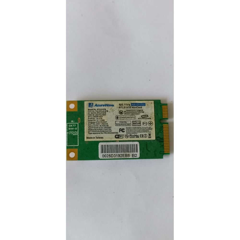 REALTEK RTL8187B Mini-pcie Kablosuz WiFi LAN Kartı