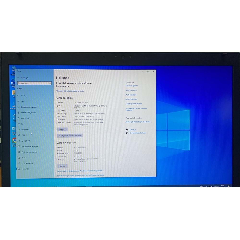 HP EliteBook 8760w İ7 2670QM 240 SSD 16 GB RAM 17.3