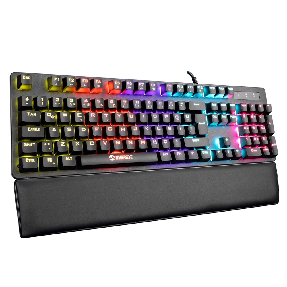 Everest KB-GX7 BLUESKY 21 Işık Efektli RED SWITCH Bilek Destekli Mekanik Ga
