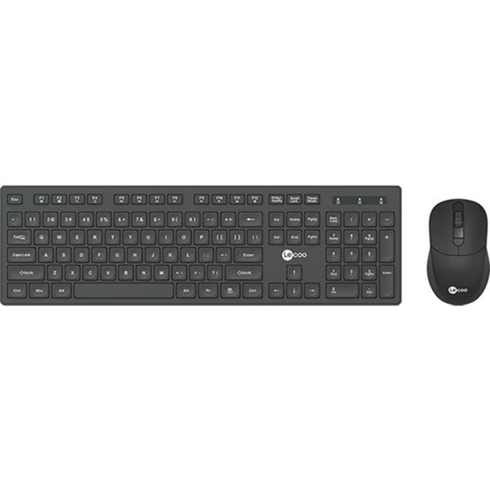 Lenovo Lecoo KW201 Kablosuz Türkçe Q Klavye & Mouse Set Siyah