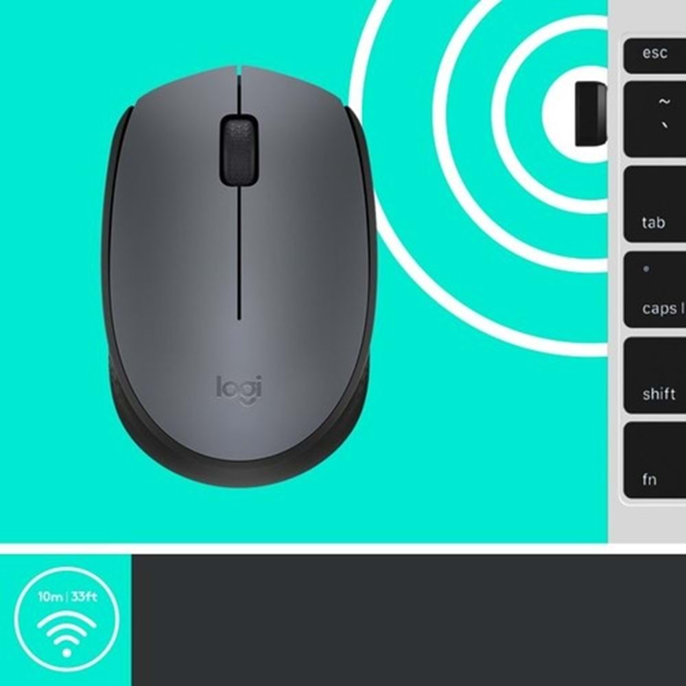 Logitech M170 USB Alıcılı Kablosuz Mouse - Gri