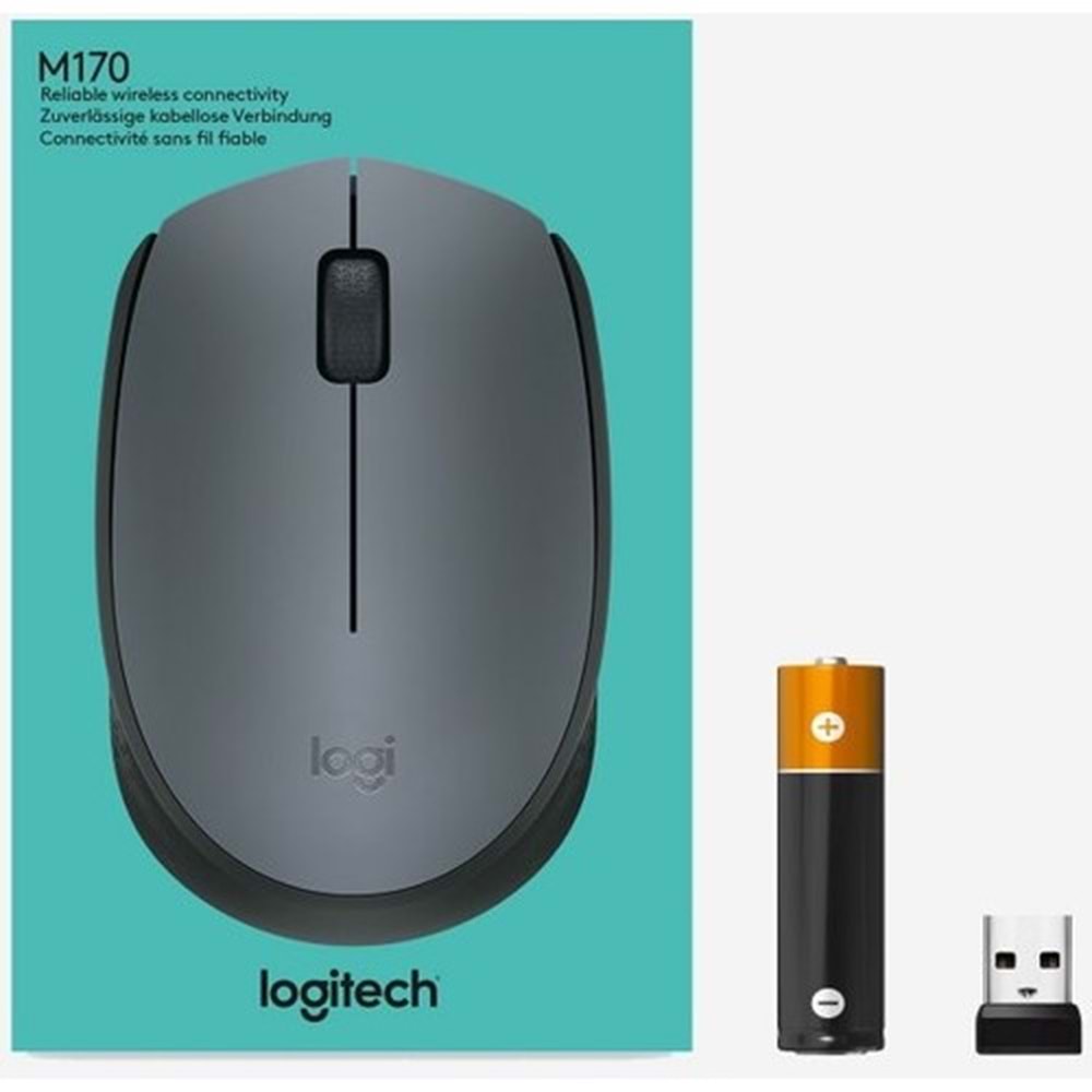 Logitech M170 USB Alıcılı Kablosuz Mouse - Gri