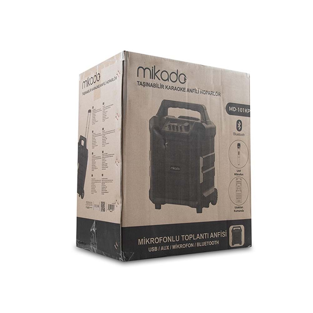 Mikado MD-101KP RMS:80W Kablosuz UHF Mikrofonlu Bluetooth ve USB Destekli Taşınabilir Toplantı Anfisi