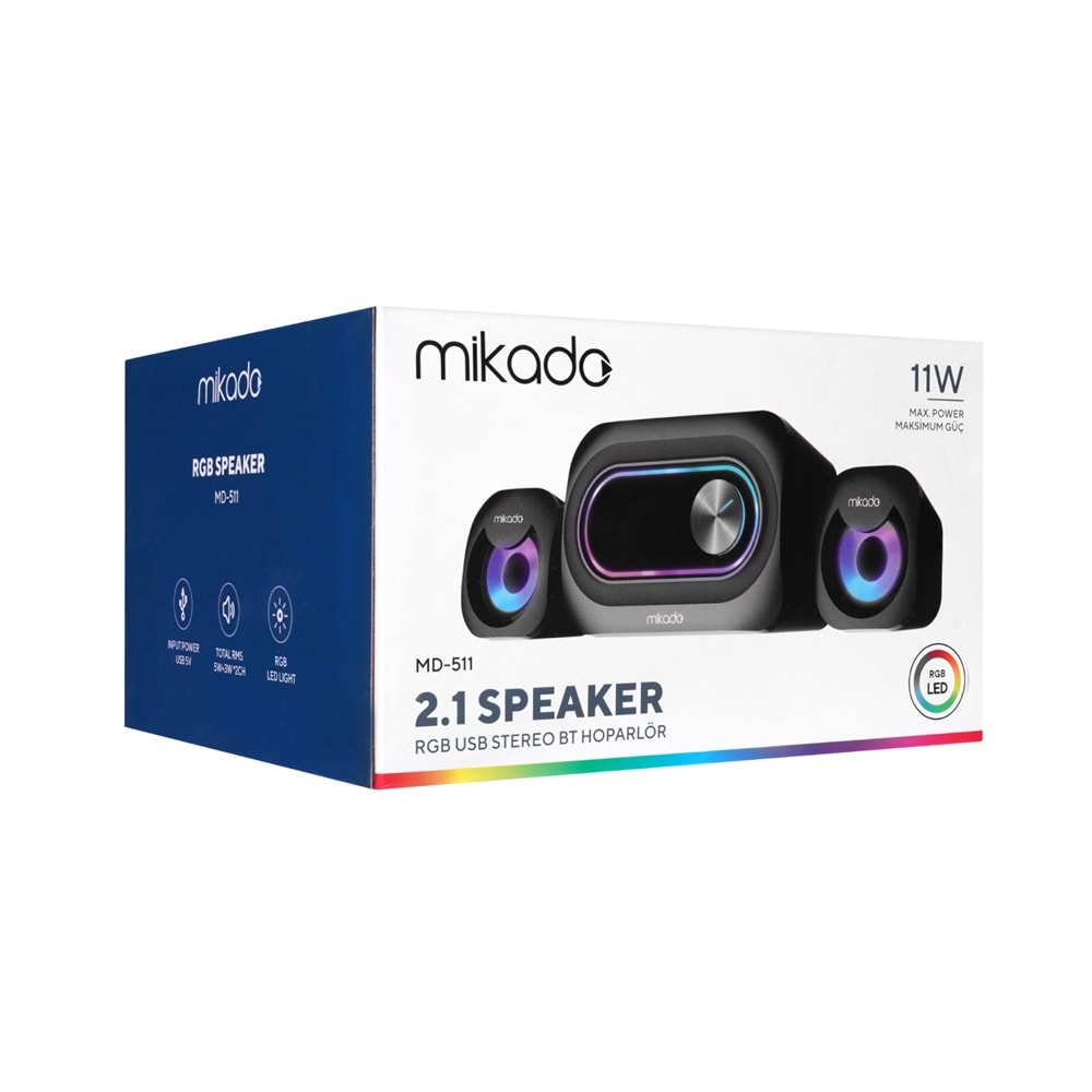 Mikado MD-511 5W+3W×2 USB RGB Ledli 2.1 Gaming Speaker Hoparlör