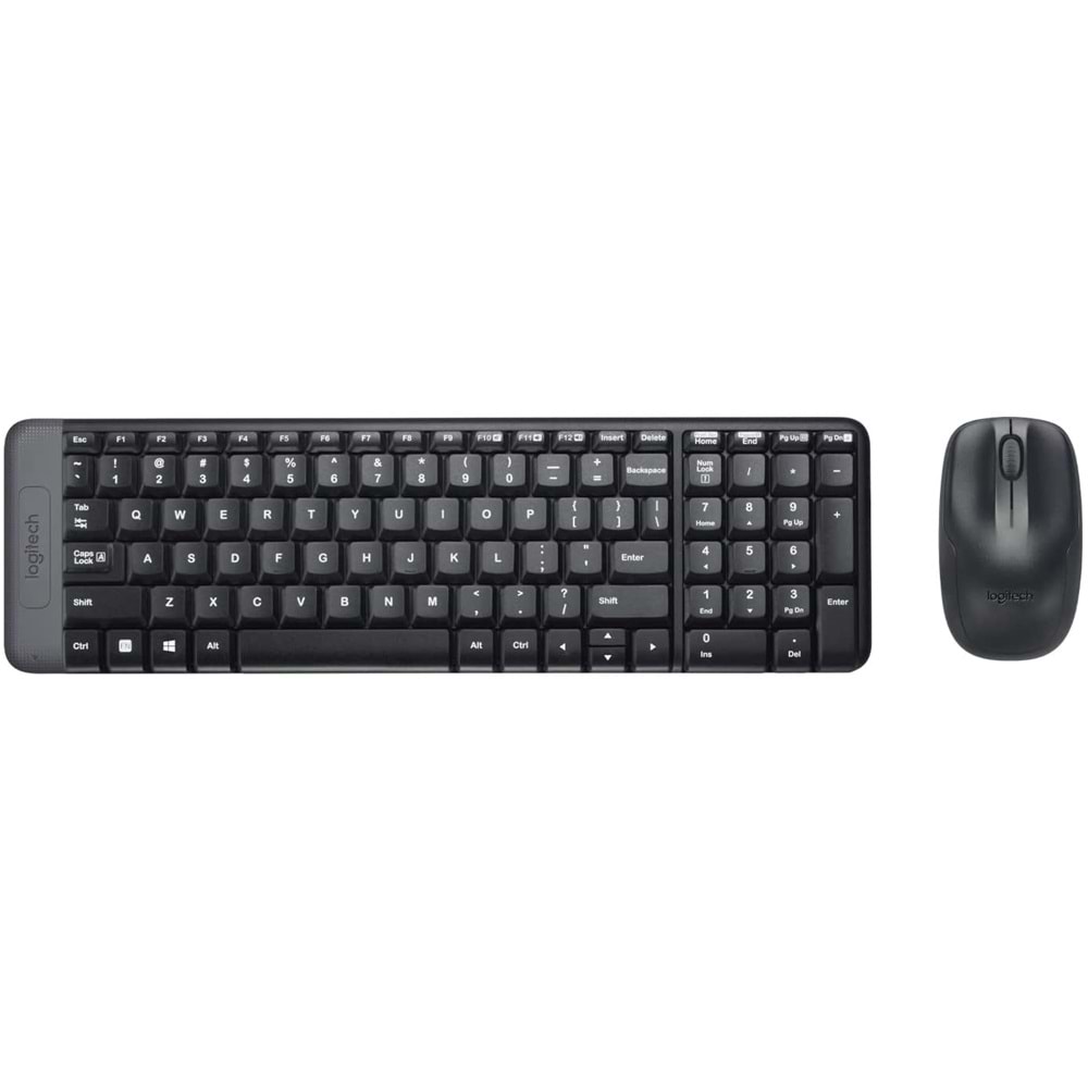 Logitech MK220 Kablosuz Kompakt Klavye Mouse Seti, Sağ ve Sol Elle Kullanıma Uygun Mouse, Sıvı Dökülmesine Dayanıklı, 10 m Kullanım Mesafesi, Türkçe Q Klavye, Siyah