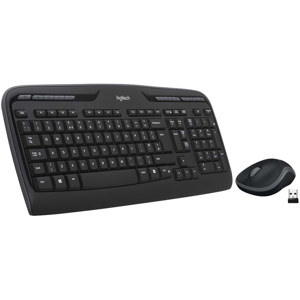 Logitech MK330 Kablosuz Klavye ve Mouse Seti, Multimedya Tuşları, Sıvı Dökülmesine Dayanıklı, 10 m Kullanım Mesafesi, Türkçe Q Klavye, Siyah