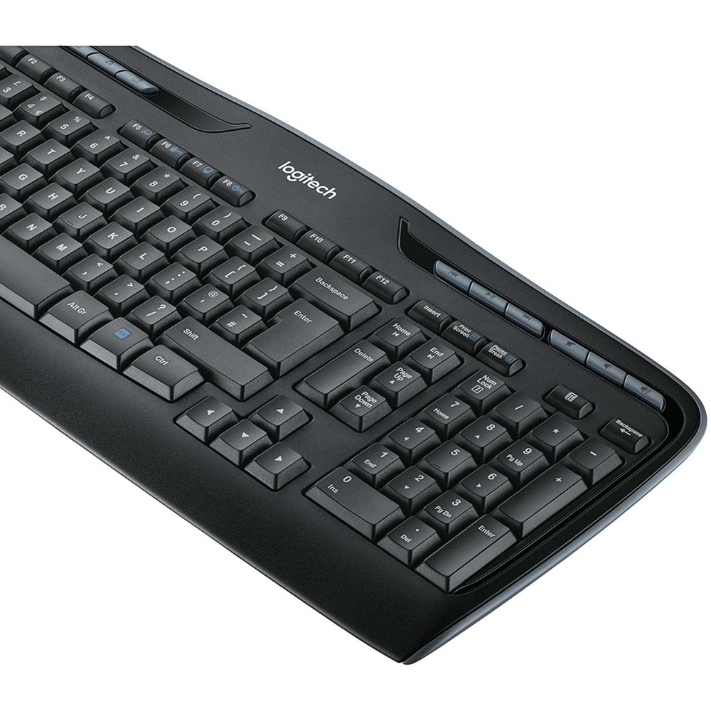 Logitech MK330 Kablosuz Klavye ve Mouse Seti, Multimedya Tuşları, Sıvı Dökülmesine Dayanıklı, 10 m Kullanım Mesafesi, Türkçe Q Klavye, Siyah
