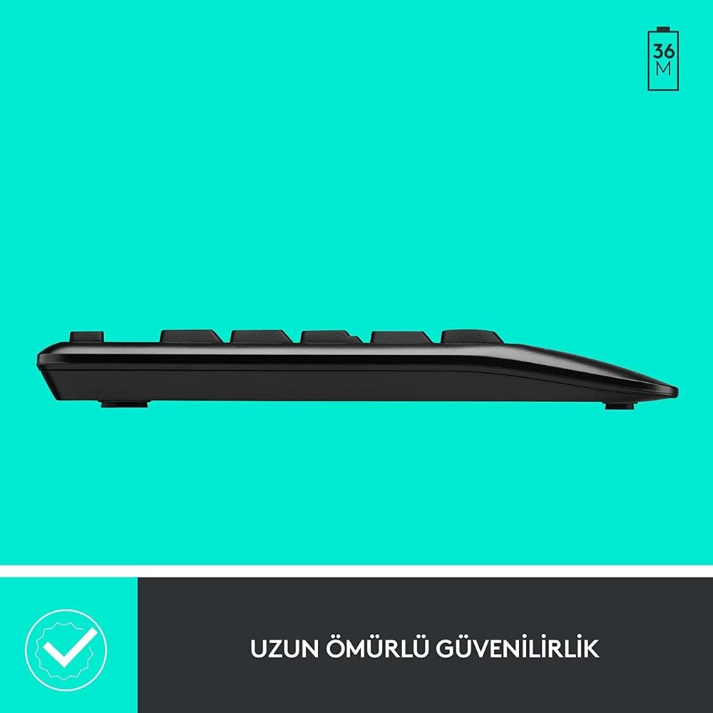 Logitech MK345 KablosuzKlavye MouseSeti, TamBoyutluAyarlanabilirAyaklı Klavye,MedyaDenetimi,