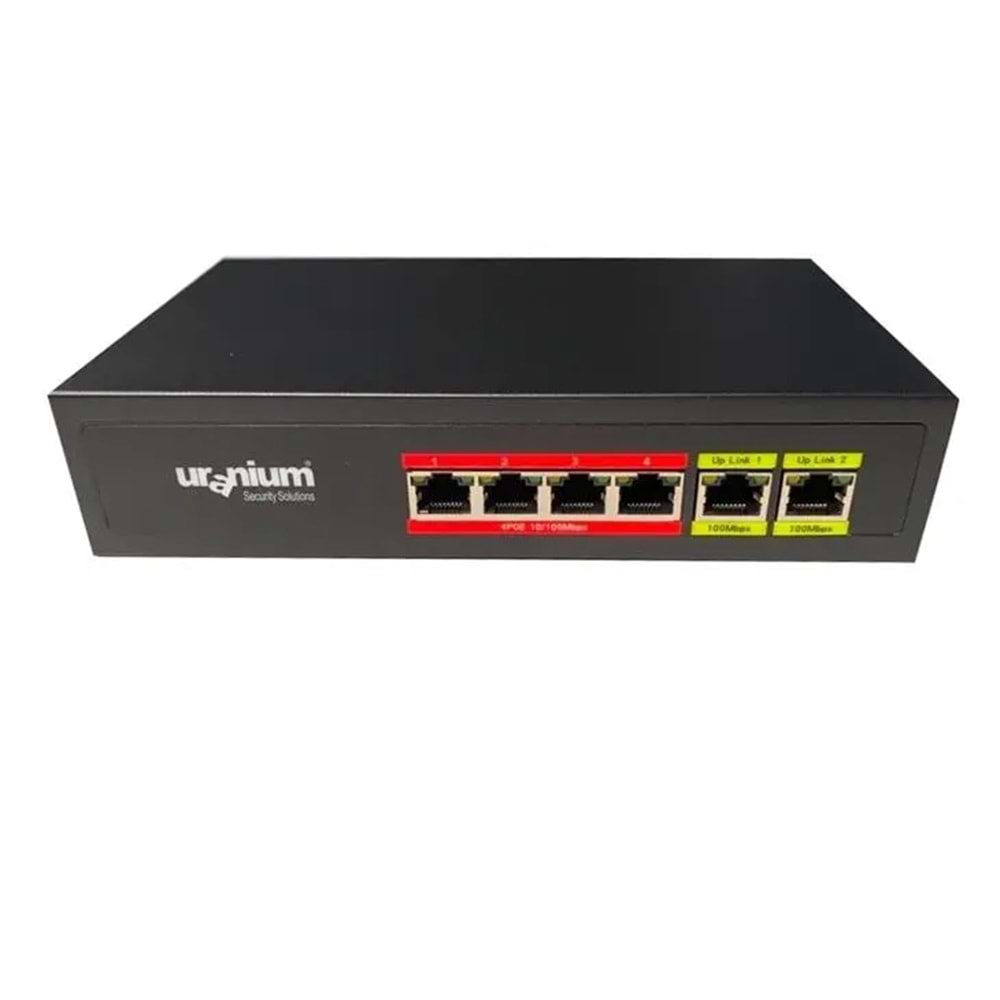 URANIUM POE-4002-48W 4 PORT 10/100 + 2 PORT 10/100 RJ45 UPLINK POE SWITCH(R