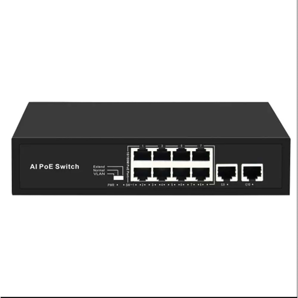 URANIUM POE-8020-96W 8 PORT 10/100 + 2 PORT 10/100 RJ45 UPLINK POE SWITCH (REALTEK CHIPSET)