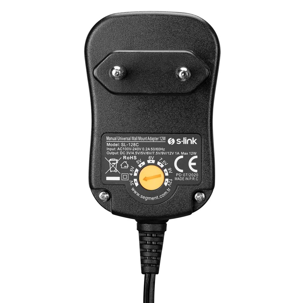 S-link SL-128C 3V/4,5V/5V/6V/7,5V/9V/12V 1A 12W (5.5*2.1) 8 Uçlu AdaptörÜRÜN KODU 34897