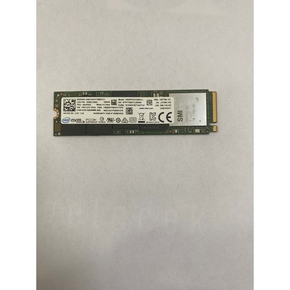 Intel® SSD 600p Serisi 256 GB M.2 SATA SSD HDD HARDİSK Okuma1570 MB/s Yazma 540 MB/s SSDPEKKW256G7