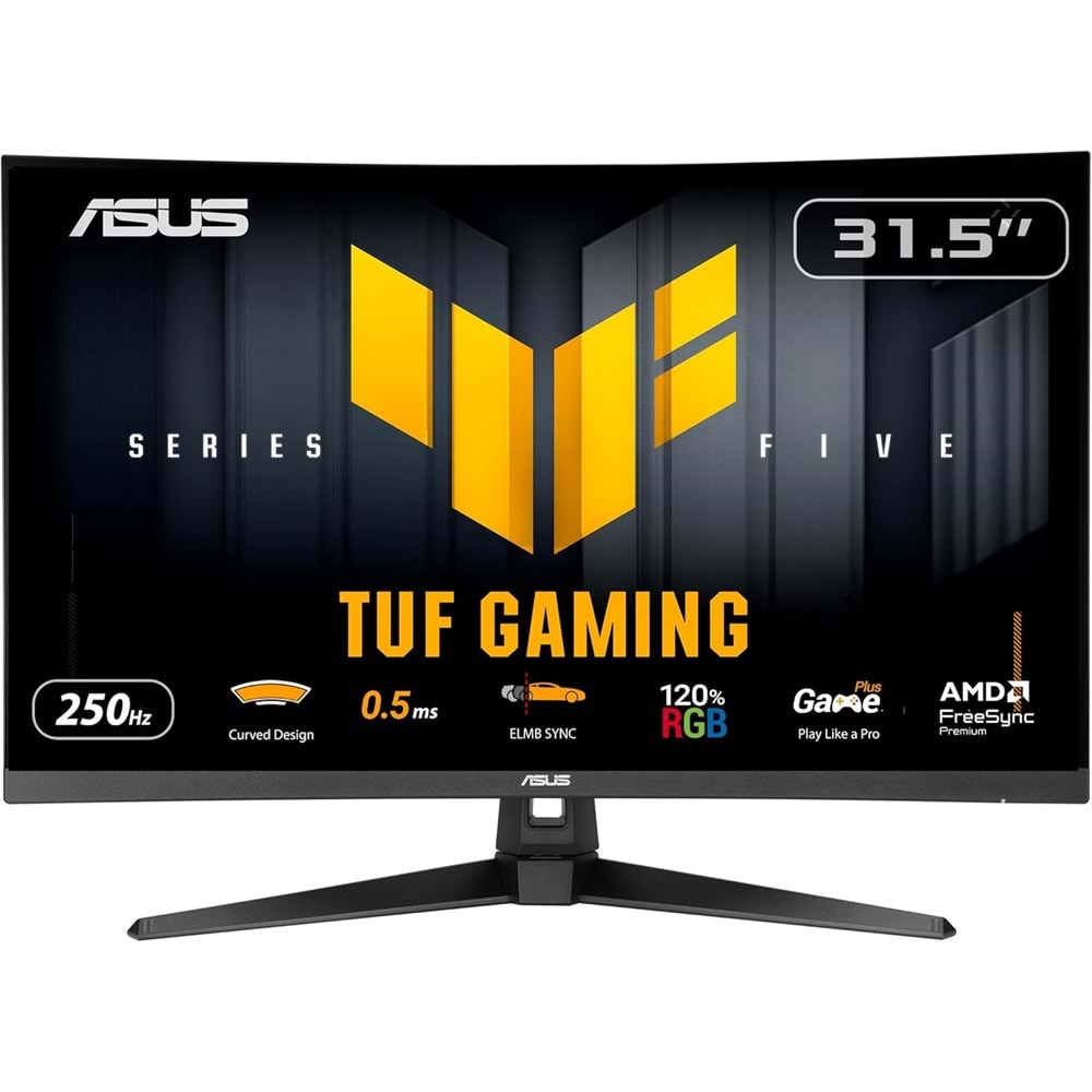 ASUS TUF GAMING VG32VQM5B 31.5 Fast VA KAVİSLİ FREESYNC VE GSYNC UYUMLU HDR 1920x1080 0.5ms 250Hz 300cd DP HDMI Hoparlör VESA 3YIL 120% Srgb FLICKER-FREE,ÇERÇEVESİZ,DÜŞÜK MAVİ IŞIK Monitör