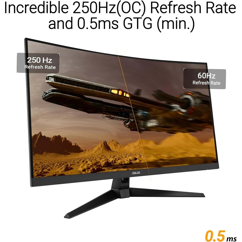 ASUS TUF GAMING VG32VQM5B 31.5 Fast VA KAVİSLİ FREESYNC VE GSYNC UYUMLU HDR 1920x1080 0.5ms 250Hz 300cd DP HDMI Hoparlör VESA 3YIL 120% Srgb FLICKER-FREE,ÇERÇEVESİZ,DÜŞÜK MAVİ IŞIK Monitör