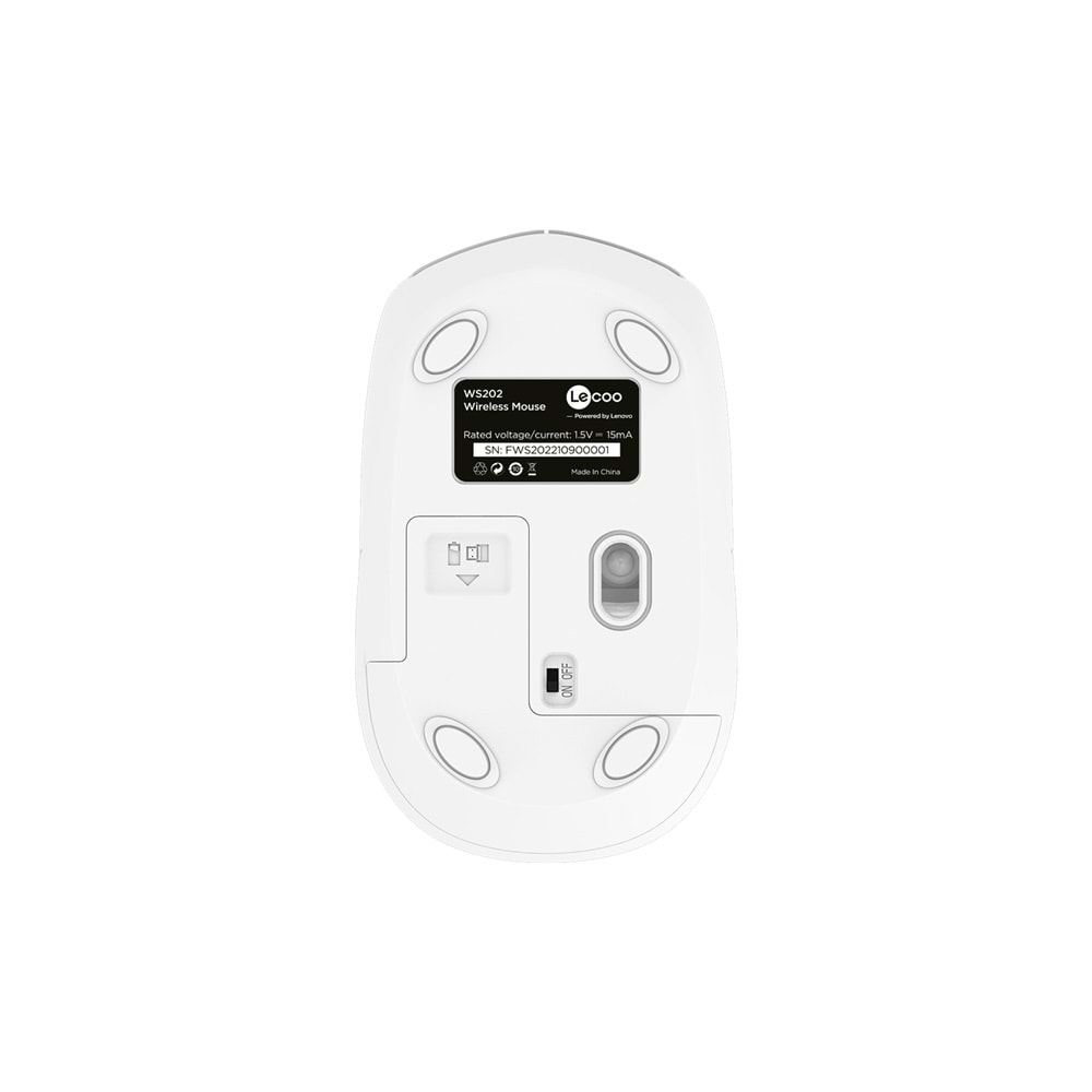 Lenovo Lecoo WS202 Kablosuz 1200DPI 4 Tuşlu Optik Mouse Beyaz