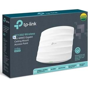 TP-LINK OMADA EAP225 AC1350 DUAL BAND WIFI 1XGBIT RJ45 450MBPS/2.4GHZ TAVAN TİPİ ACCESS POINT (POE ADAPTÖRÜ DAHİL)