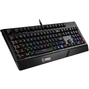 MSI GG VIGOR GK20 TR GAMING KEYBOARD RAINBOW ARKA AYDINLATMA ANTIGHOSTING MEMBRAN SIVI DOKULMESINE DAYANIKLI OYUNCU KLAVYESI TURKCE Q, Siyah