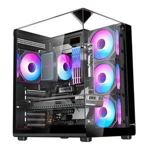 Turbox Teras Akvaryum Cam Tasarım Siyah 4XARGB Fan 500W PSU USB 3.0 ATX Oyuncu Bilgisayar Kasası