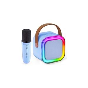 Dempower Karaoke Mikrofon Hoparlör Seti Mavi