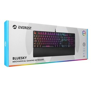 Everest KB-GX7 BLUESKY 21 Işık Efektli RED SWITCH Bilek Destekli Mekanik Ga