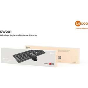 Lenovo Lecoo KW201 Kablosuz Türkçe Q Klavye & Mouse Set Siyah