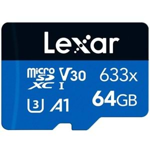 64GB LEXAR LSDMI64GBB633A 633X MICROSDXC HIGH-PERFORMANCE C10 A1 V30 U3 HAF