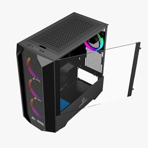 Lunatic Orkinos Mesh Panel Dikey Ekran Kartı Takılabilen 4 Full RGB Fanlı ATX Bilgisayar Kasası