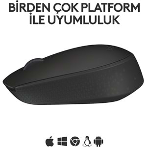 Logitech M171 Kablosuz Mouse, 2,4 GHz, USB Mini Alıcılı, Siyah