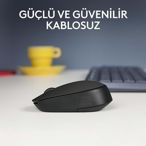 Logitech M171 Kablosuz Mouse, 2,4 GHz, USB Mini Alıcılı, Siyah