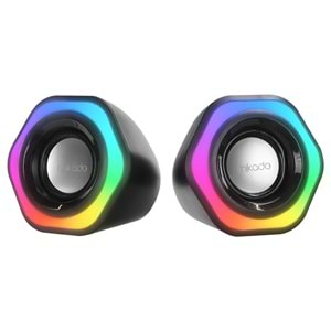 Mikado MD-176 2.0 3W*2 Siyah RGB Aydınlatmalı USB + 3.5mm USB 5V Speaker Hoparlör