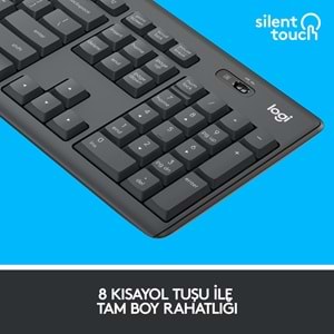 Logitech Mk295 Sessiz Kablosuz Türkçe Klavye Mouse Seti - Siyah