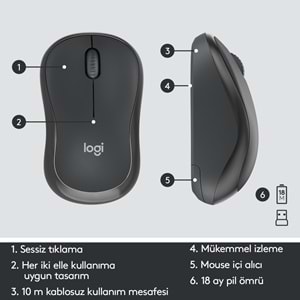 Logitech Mk295 Sessiz Kablosuz Türkçe Klavye Mouse Seti - Siyah