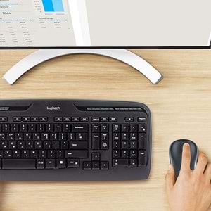 Logitech MK330 Kablosuz Klavye ve Mouse Seti, Multimedya Tuşları, Sıvı Dökülmesine Dayanıklı, 10 m Kullanım Mesafesi, Türkçe Q Klavye, Siyah