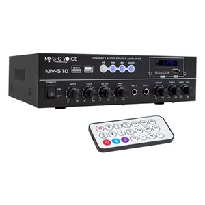 MAGICVOICE MV-510 50 WATT USB/SD/BLUETOOTH 2 MİK.,ECO LU+2SD 2061*2 Lİ UK'LI GİRİŞLİ HAT TRAFOLU ANFİ