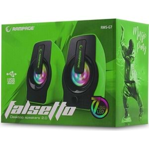 Rampage Rms-G7 FALSETTO 2.0 6 Watt RGB Ledli Yeşil Multimedia USB Speaker