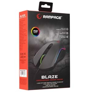 Rampage SMX-R70 BLAZE Usb 6400dpi RGB Macrolu Gaming Oyuncu Mouse