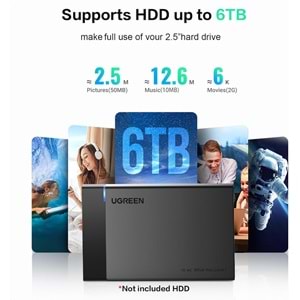 Ugreen USB 3.0 2.5 inch Sata Hard Disk Kutusu, Siyah