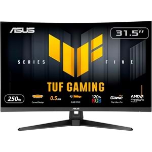 ASUS TUF GAMING VG32VQM5B 31.5 Fast VA KAVİSLİ FREESYNC VE GSYNC UYUMLU HDR 1920x1080 0.5ms 250Hz 300cd DP HDMI Hoparlör VESA 3YIL 120% Srgb FLICKER-FREE,ÇERÇEVESİZ,DÜŞÜK MAVİ IŞIK Monitör