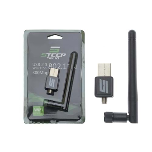 Steep Solid USB 2.0 802.11N Antenli Kablosuz Nano Tırnak WiFi Adaptör 300Mbps