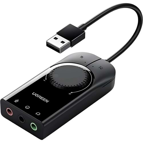 Ugreen Harici USB Ses Kartı, Siyah, 15 Cm