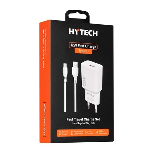 Hytech HY-XT50T 12W 5V 2.4A Type USB-C Beyaz Kablo + Ev Şarj Adaptör