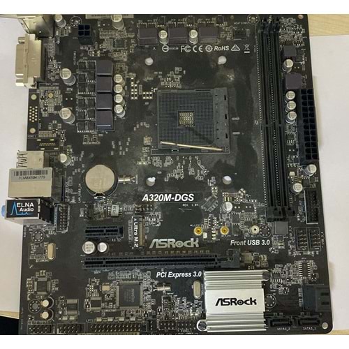 ASRock A320M-DGS AMD A320 AM4 Soket DDR4 3200MHz+(OC) Ultra M.2,USB 3.1 Gen 1 Micro-ATX Anakart - ASRA320M-DGS